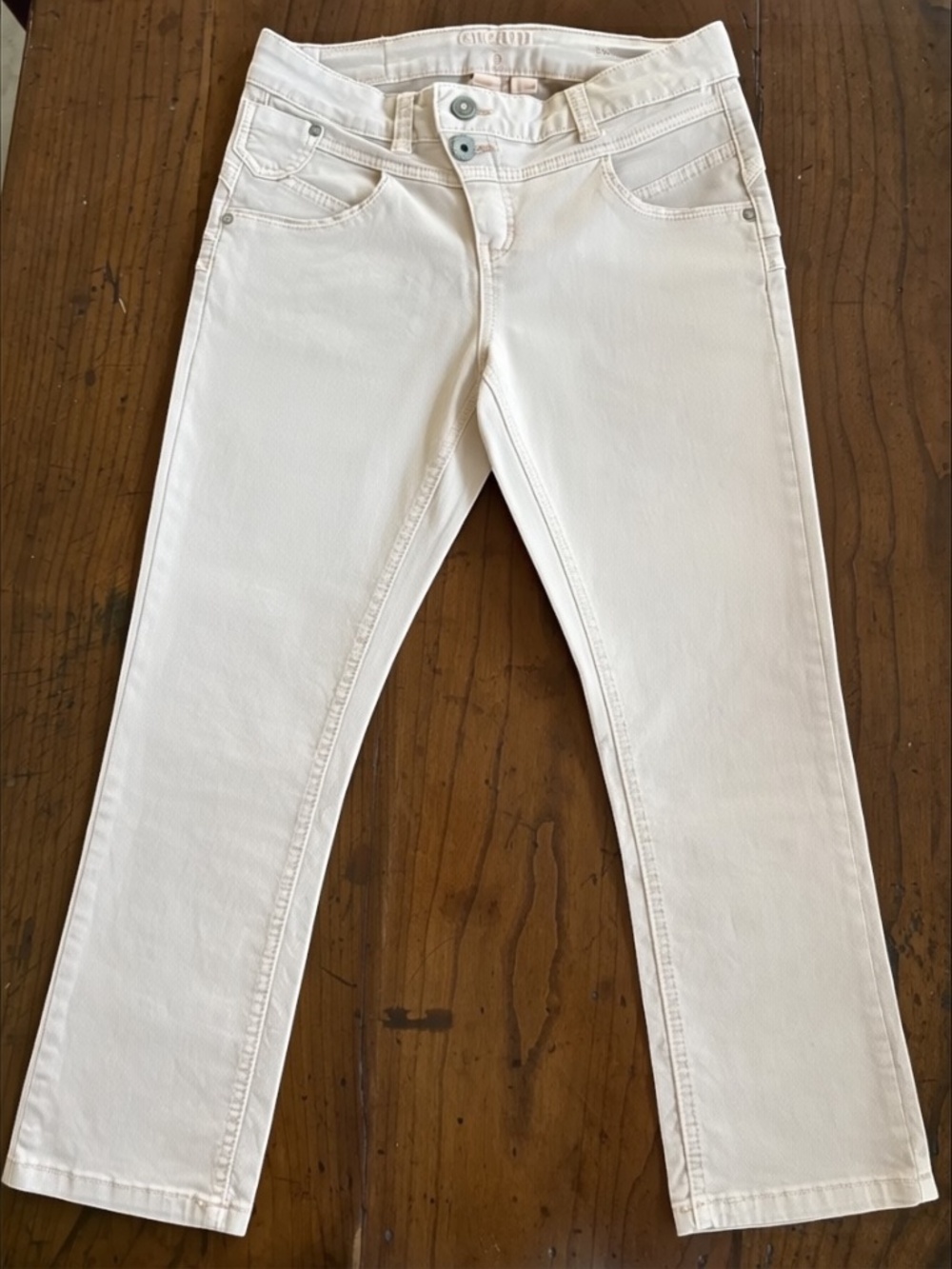 Cream Saba Women's Beige Straight Leg Jeans Sand Ankle Pants Sz 26
